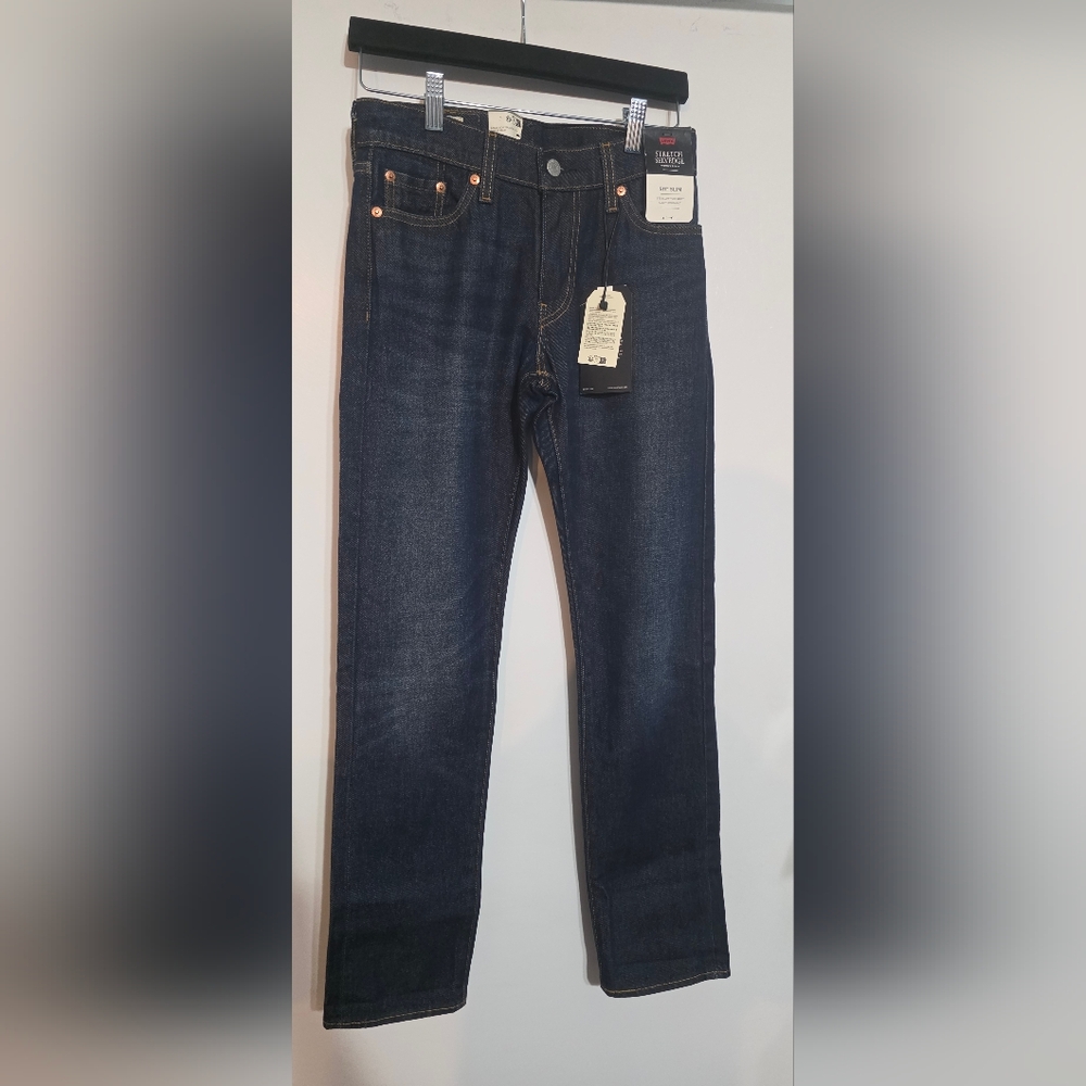 Levi's 511 Slim Fit Selvedge Mens Jeans Sneaker Weave Dark Wash Size 27 X 30 NWT